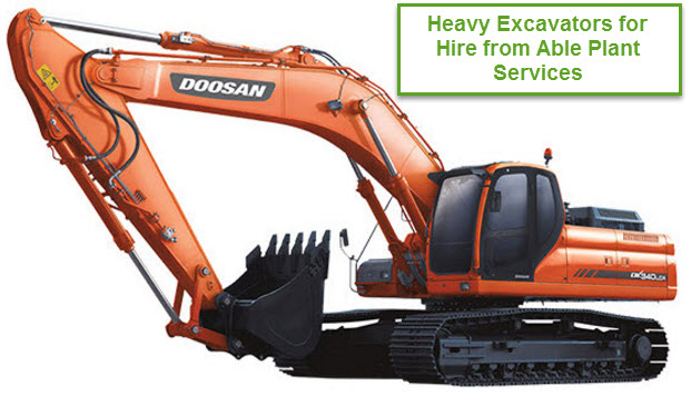 Heavy Excavator for Hire from Able Plant Services